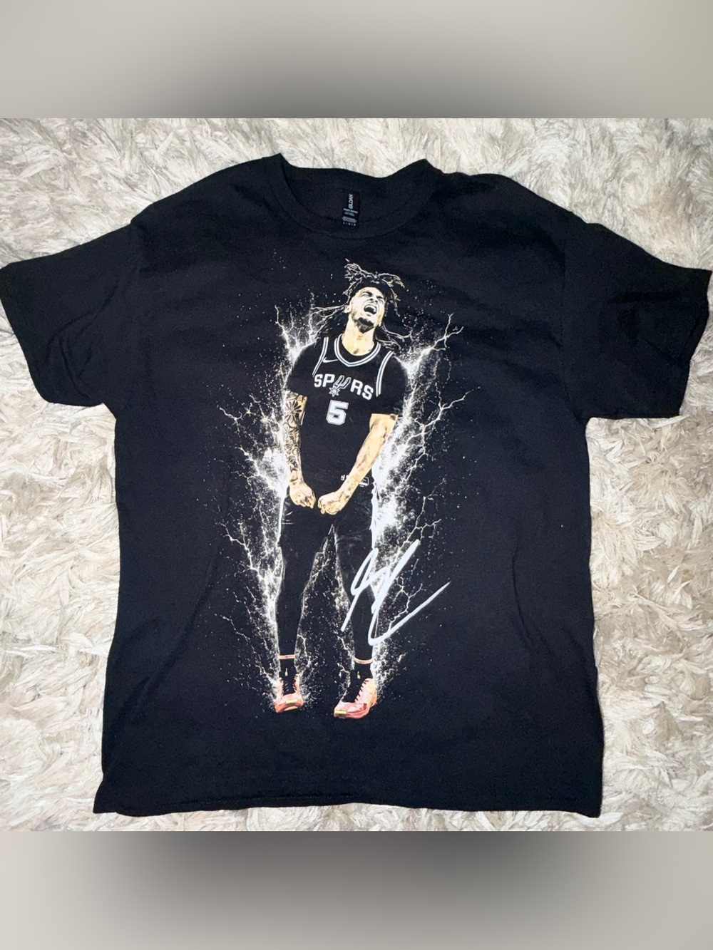 Gildan Black Spurs Graphic Short Sleeve Tee with Number 5
